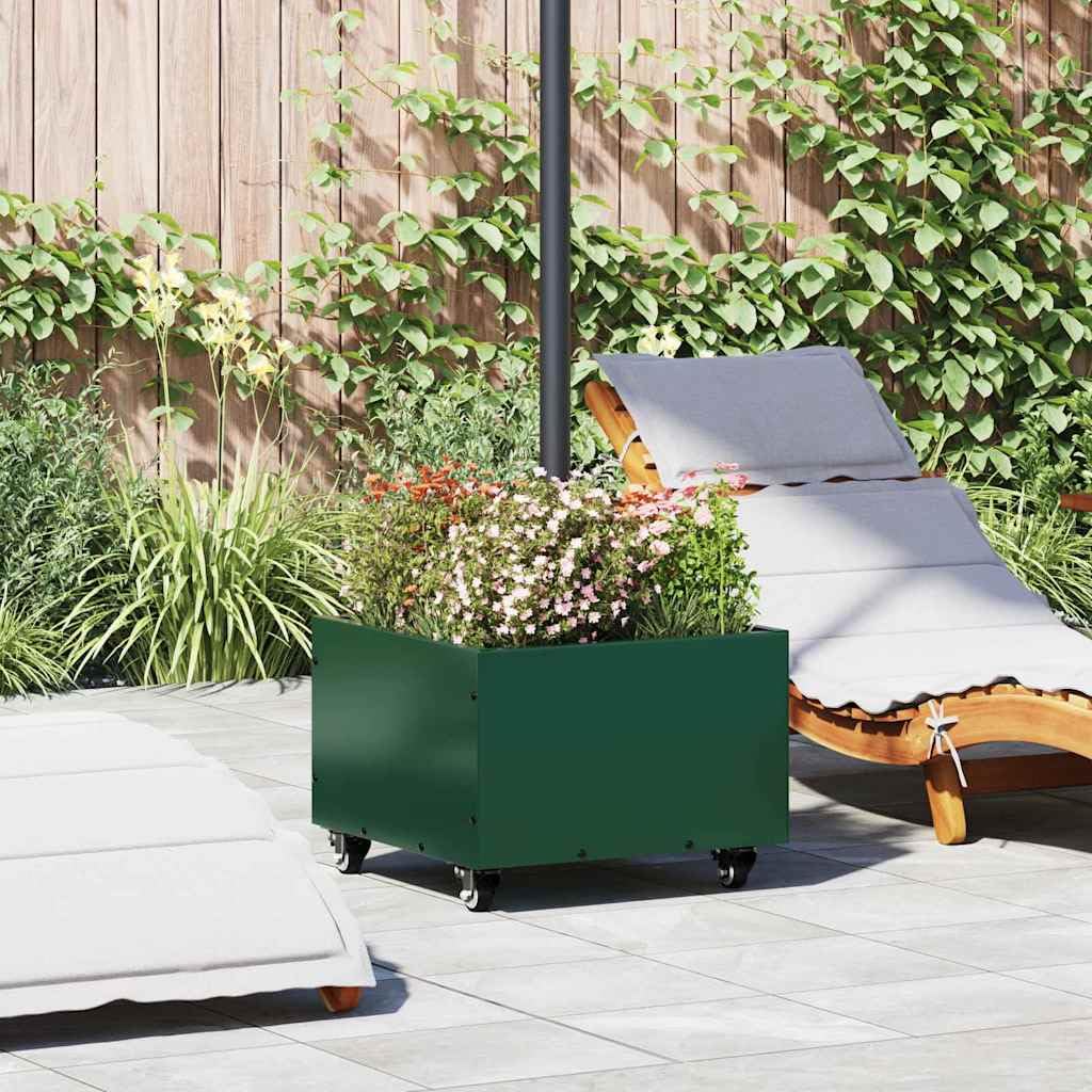 Supporto per ombrellone verde, 45 x 45 x 45 cm, in acciaio, resistente, arrotolabile, stabile, resistente alle intemperie, per giardino, terrazza, balcone, campeggio, attività all'aperto