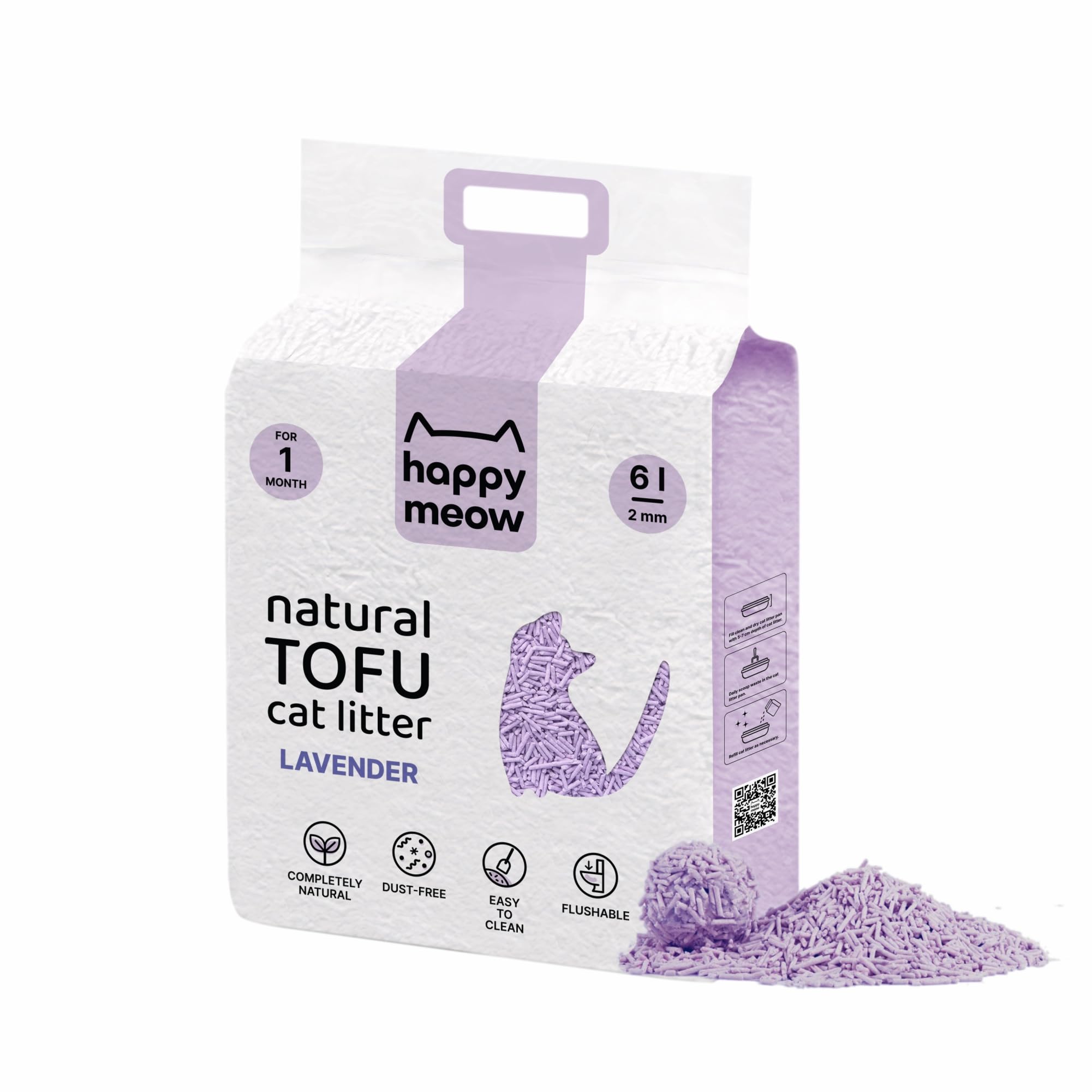 Tofu Kattenbakvulling, 6 l, verpakking met 6 stuks, bindmiddel en absorberend