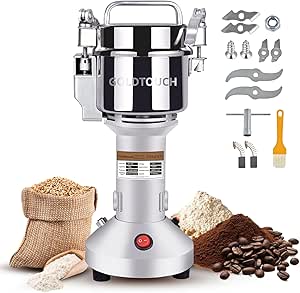 Goldtouch 150g High Speed Electric Grain Mill Grinder, 1500W 110V Stainless Steel Flour Mill Makes Gluten Free Flours