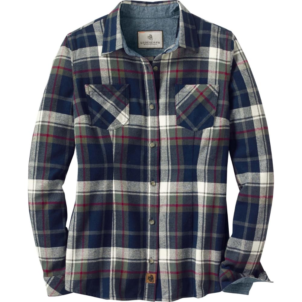 Legendary Whitetails Womens Cottage Escape Flannel Shirt, Navy Army Plaid, XX-Large