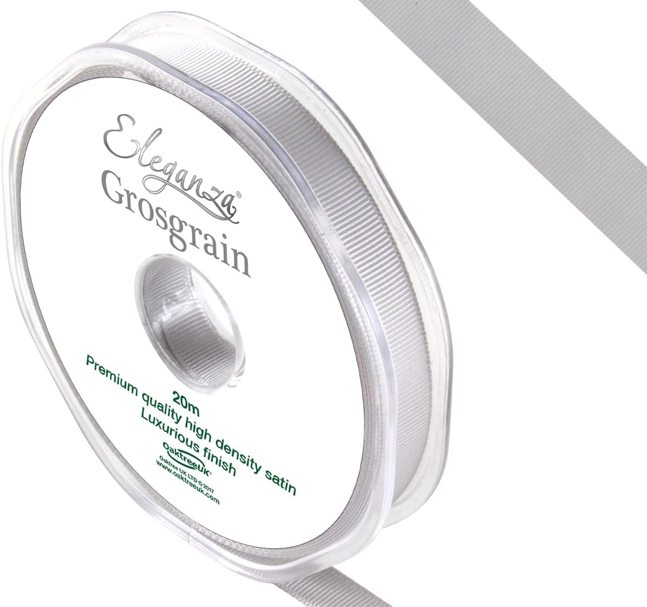 ELEGANZA Premium Quality Grosgrain Ribbon, Satin, Silver, 11 x 11 x 1 cm
