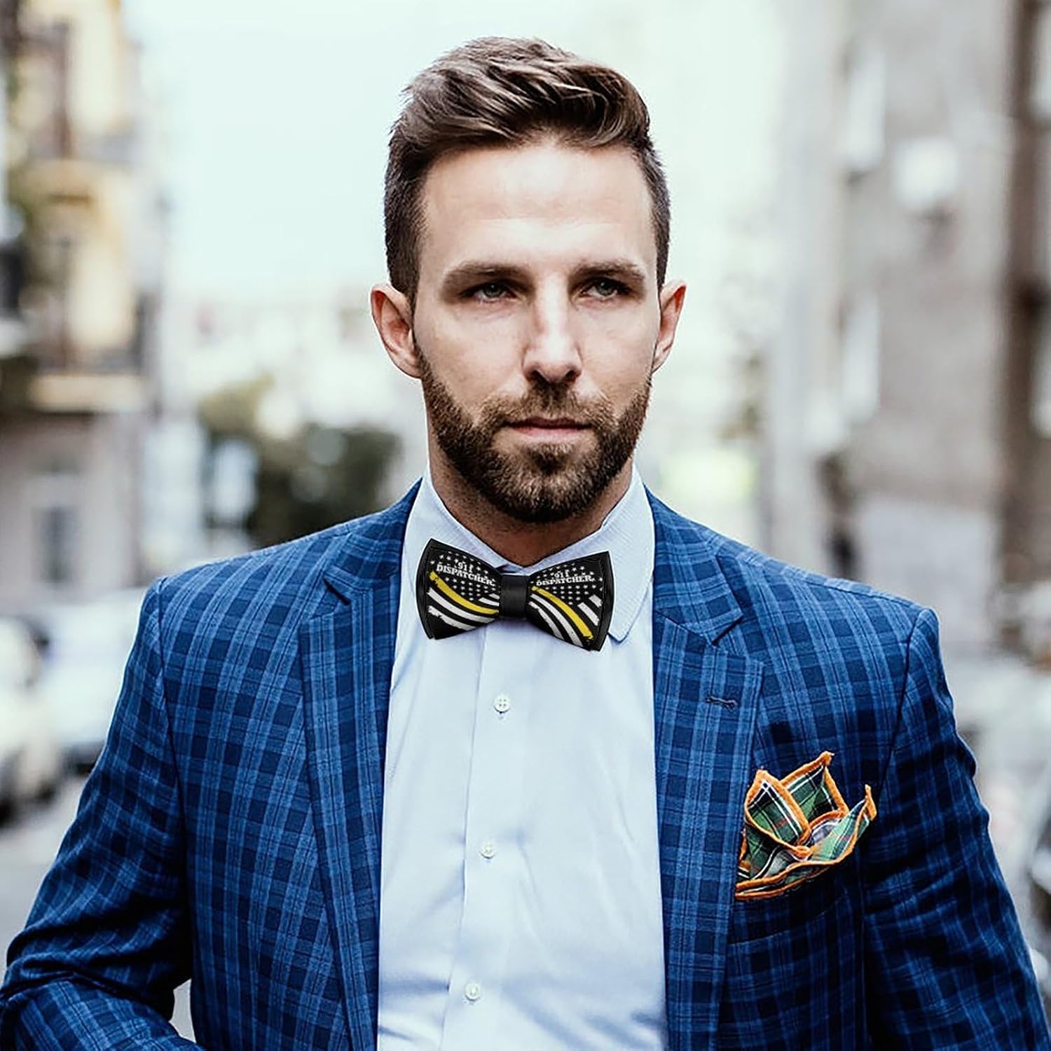 911 Dispatcher Flag Funny Men's Bow Tie Pre-tied Adjustable Bowtie Accessories for Party Wedding