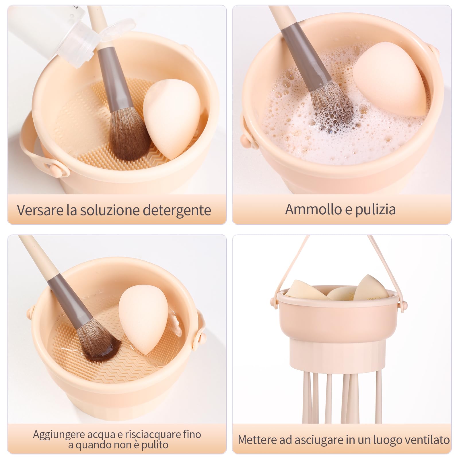 MSQ silicone 3 en 1 Nettoyant pour pinceaux de maquillage Tapis de nettoyag