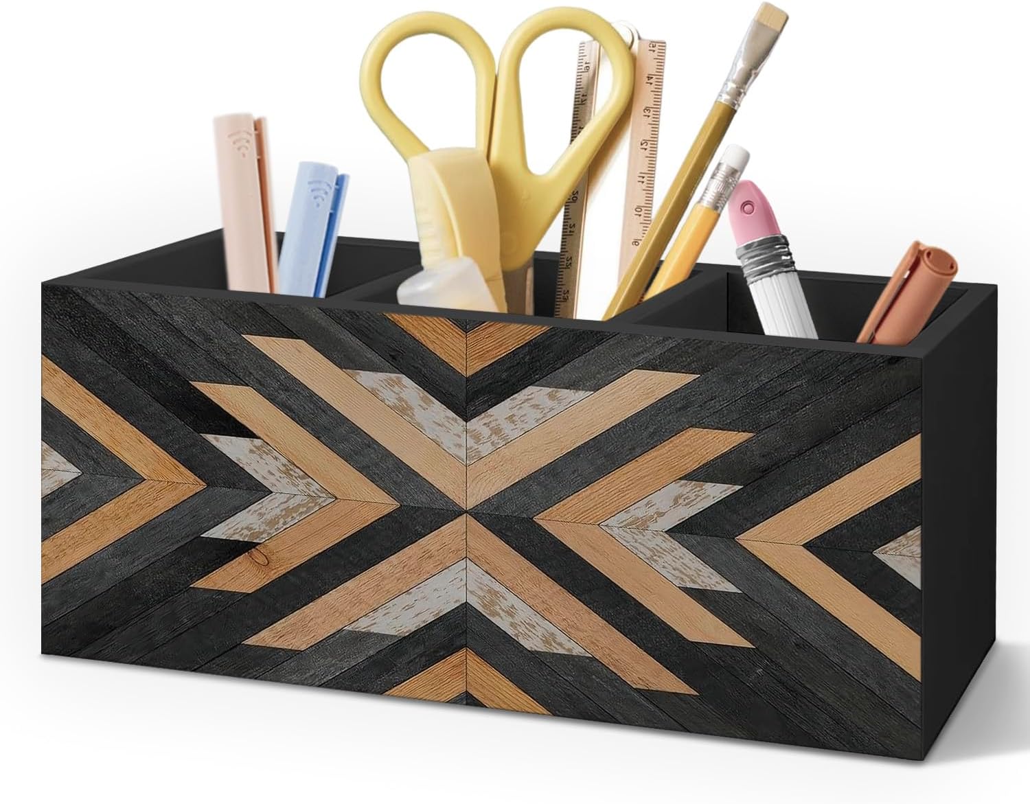 Soporte para bolígrafo occidental para escritorio de oficina en casa, decoración azteca, retro, bohemio, azteca occidental, para brochas de