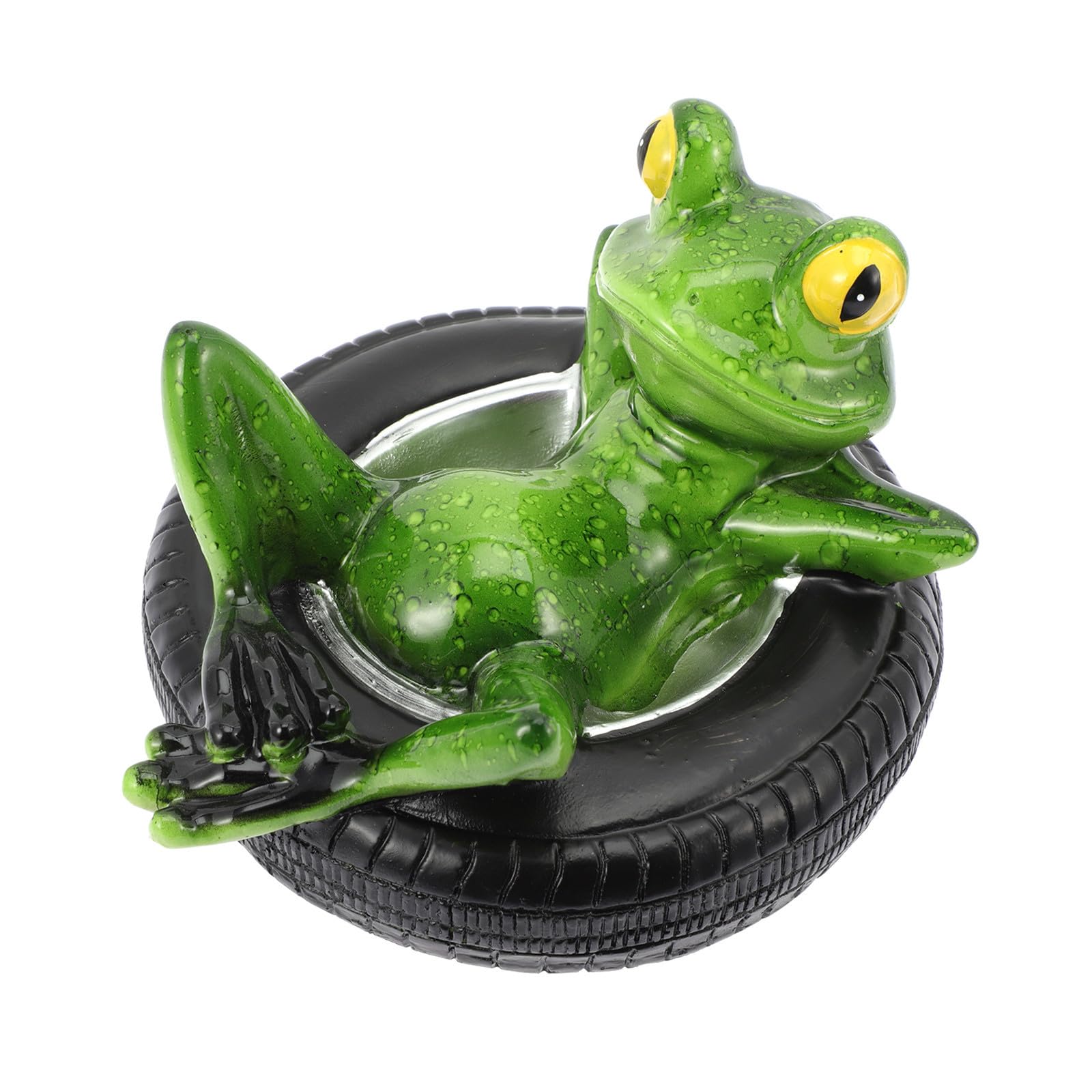 Rana flotante de diseño vívido BETOOKY en resina verde para decoración exterior