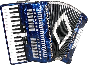 SofiaMari SM3472 Accordion Package 34 Key, 72 Bass, Piano Accordion, Trolly Case and Leather Straps Dark Blue Pearl