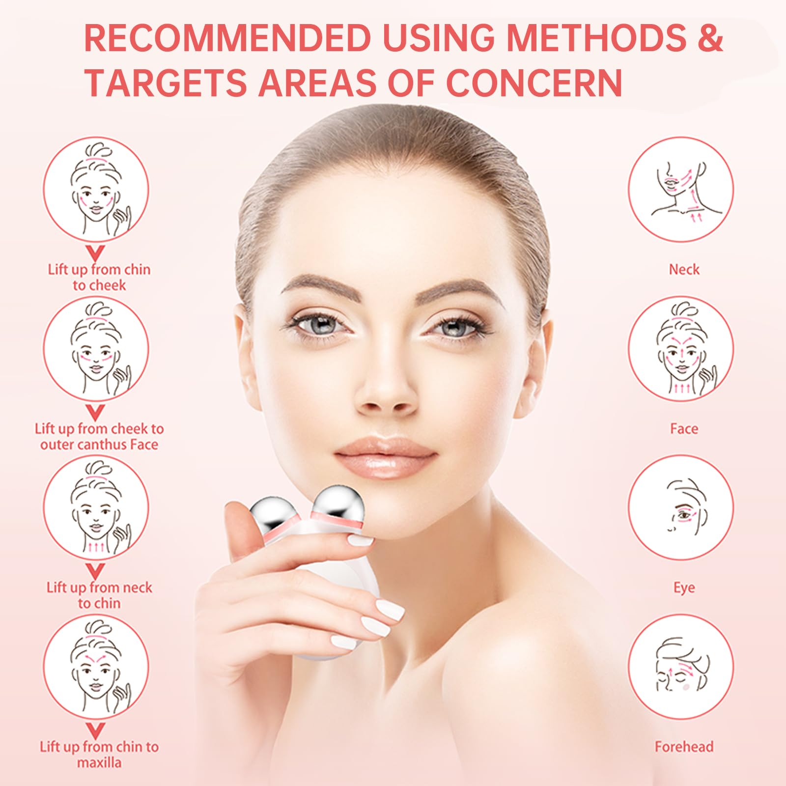 Mikrostrom-Gesichtsstraffer EMS-Rotlicht-Therapie-Massagegerät, Gesichts- und Kiefermuskeltrainer | Gesichtsstraffung | Anti-Aging-Gerät | Mikrostrom gegen Falten, Hautstraffung