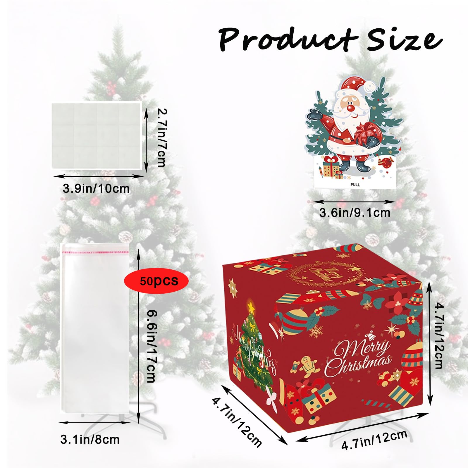 Christmas Money Pull Box,Christmas Money Gift Box Pull Surprise Money Pull Pouch for Kids/Adult,Xmas Money Box for Cash,Money Cake Pull out Cash with Xmas Card and 50P Bags,Money Reveal Box Xmas Party - Image 2