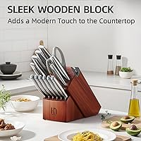 Vista 7 de Knife Set Premium, Japanese High Carbon Stainless Steel 14 Pcs Kitchen Knives Block Set with Built-in Sharpener and Wood Block, Razor Sharp Knife