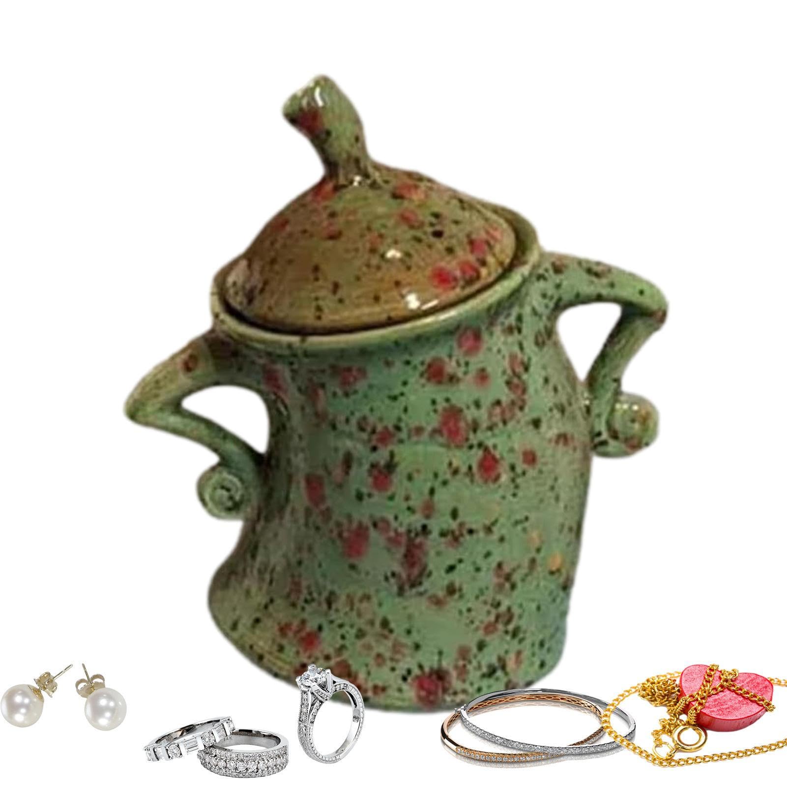 Duqulle Green Canister With,Tea Storage Jar With Lid, Cute Resin Food Storage Jar With Airtight Lid,Fun Candy Jars Desktop Ornaments,Perfect For Coffee Tea Sugar Spices, And More Food Jars