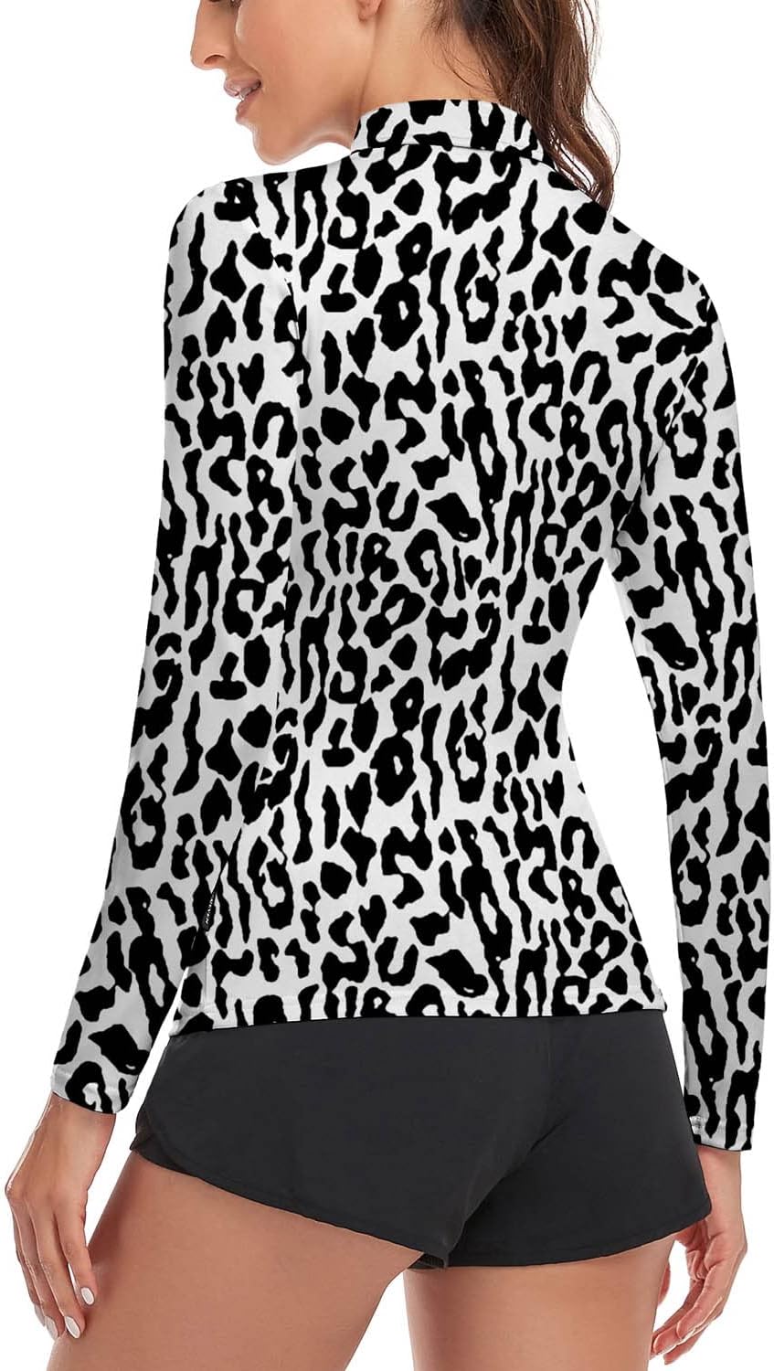 Soneven Women's Long Sleeve Golf Polo Shirts Moisture Wicking Quick Dry Half-Zip Pullover Athletic Workout Striped Tops - Image 2