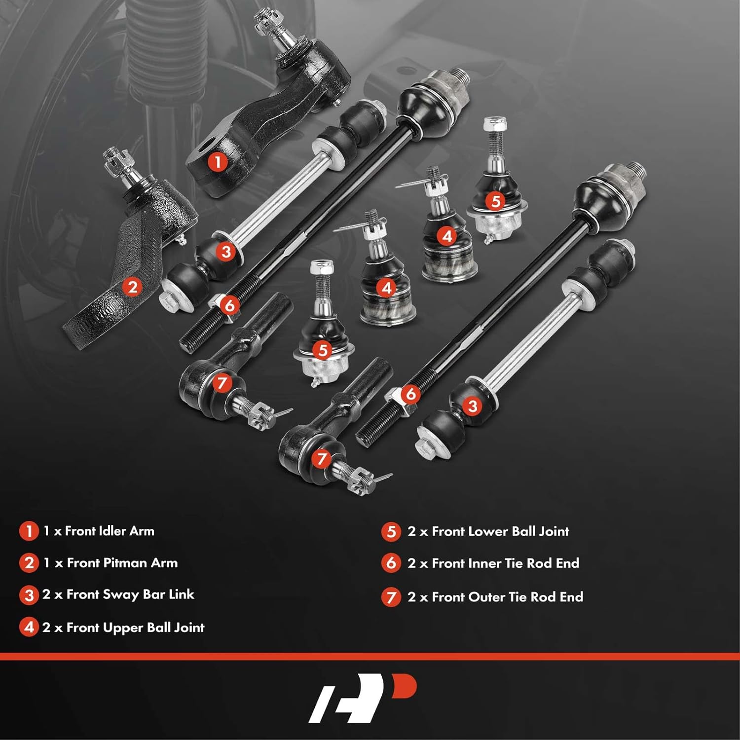 A-Premium Set of 12, Front Sway Bar Link, Upper & Lower Ball Joint, Inner & Outer Tie Rod End, Compatible with Chevy Silverado 2001-2007, Suburban 2001-2010, GMC Sierra 2001-2010, Yukon XL 2001-2006