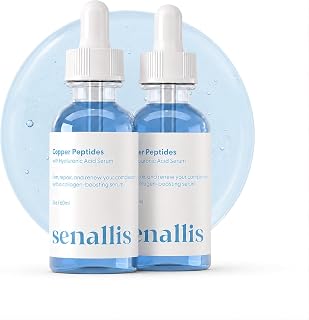 SenAllis Cosmetics Copper Peptides Serum for Face with GHK-Cu Peptide and Hyaluronic Acid - Anti Aging Serum - 4 Fl Oz