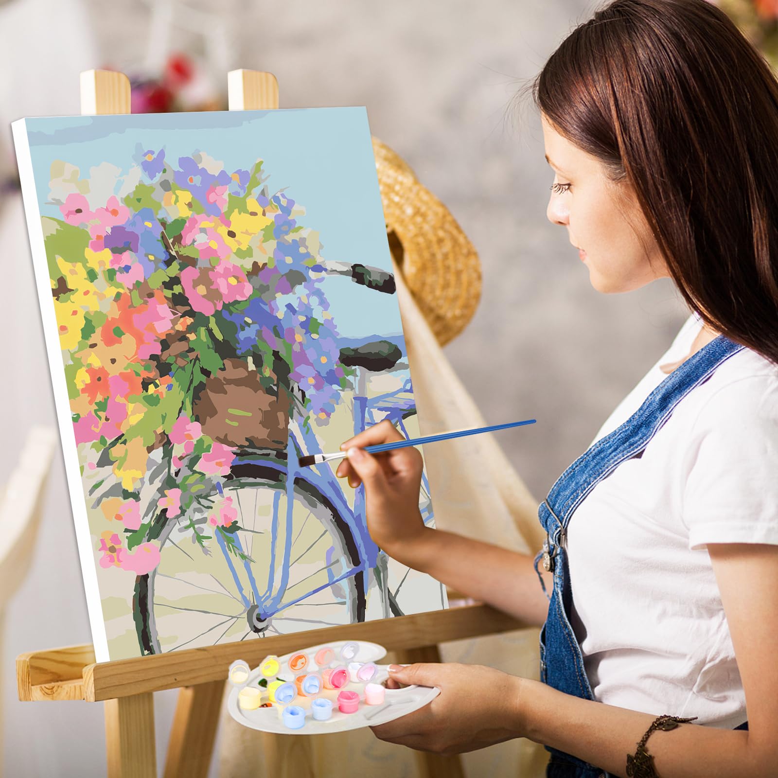Kit Pittura Per Numeri Adulti QENSPE - Tela 40x50 Cm, Pennelli E Colori Acrilici, Paesaggio Faro
