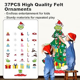 GameXcel 4.5ft Felt Christmas Tree for Toddlers with 37pcs Ornaments, Montessori DIY Xmas Decorations - 4.5 Feet