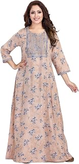 Sanna Women's 3/4 Sleeve Printed Round Neck Embroidered Lounge Nighty (EN-132) Price In India