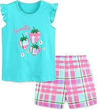 Bumeex Toddler Girls Summer Outfit Cotton Top and Shorts Clothing Set