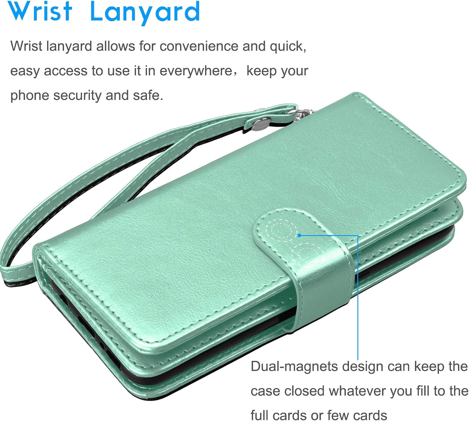Tekcoo for iPhone XR Wallet Case/iPhone XR Case, 6.1" Luxury Cash ID Credit Card Slots Holder [Turquoise] Purse Carrying PU Leather Folio Flip Cover [Detachable Magnetic Hard Case] & Kickstand