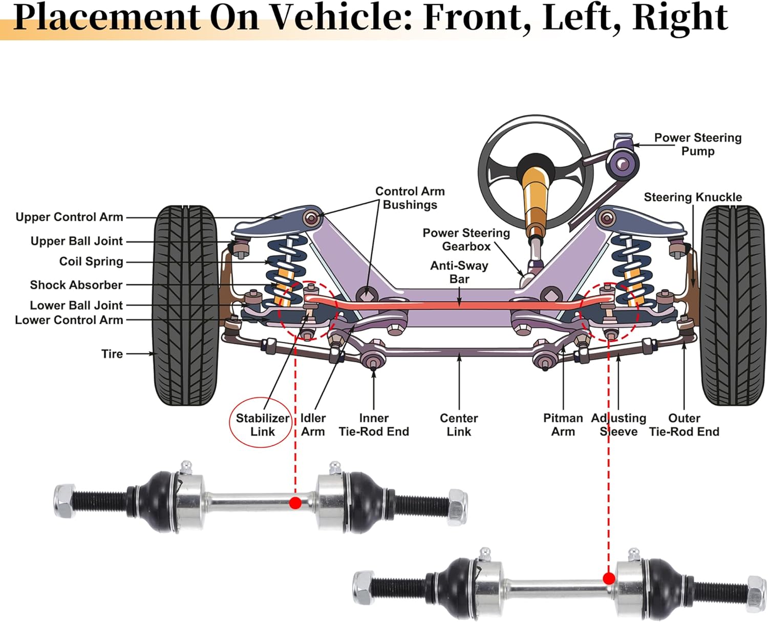 X AUTOHAUX 2pcs Front Sway Bar Links Stabilizer Link Kit for Ford F-550 Super Duty 2009-2018 for Ford F-450 Super Duty 2009-2019 Suspension Kit No.K750362