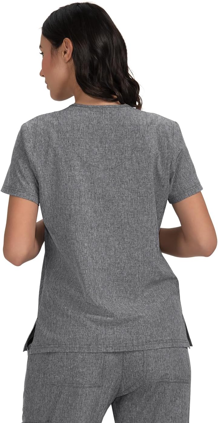 KOI Basics Women's Becca V-Neck Scrub Top, 4 Pockets, ID Bungee Loop, Moisture-Wicking Performance