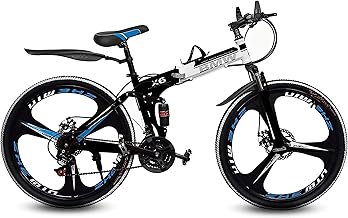 BMV X6 Foldable Cruiser Bicycle | 26-Inch Bike with 21-Speed Gears, Dual Disc Brakes, Hydraulic Suspension & Carbon Steel Frame | Perfect for City & Off-Road Adventures (Black 3 s)
