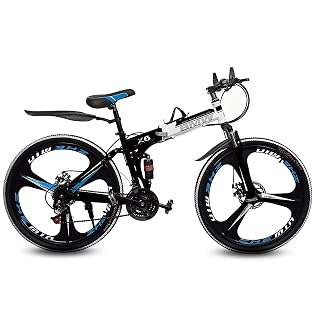 ROAD FASTARS BMV X6 Foldable Cruiser Bicycle | 26-Inch Bike with 21-Speed Gears, Dual Disc Brakes, Hydraulic Suspension & Carbon Steel Frame | Perfect for City & Off-Road Adventures (Black 3 s)