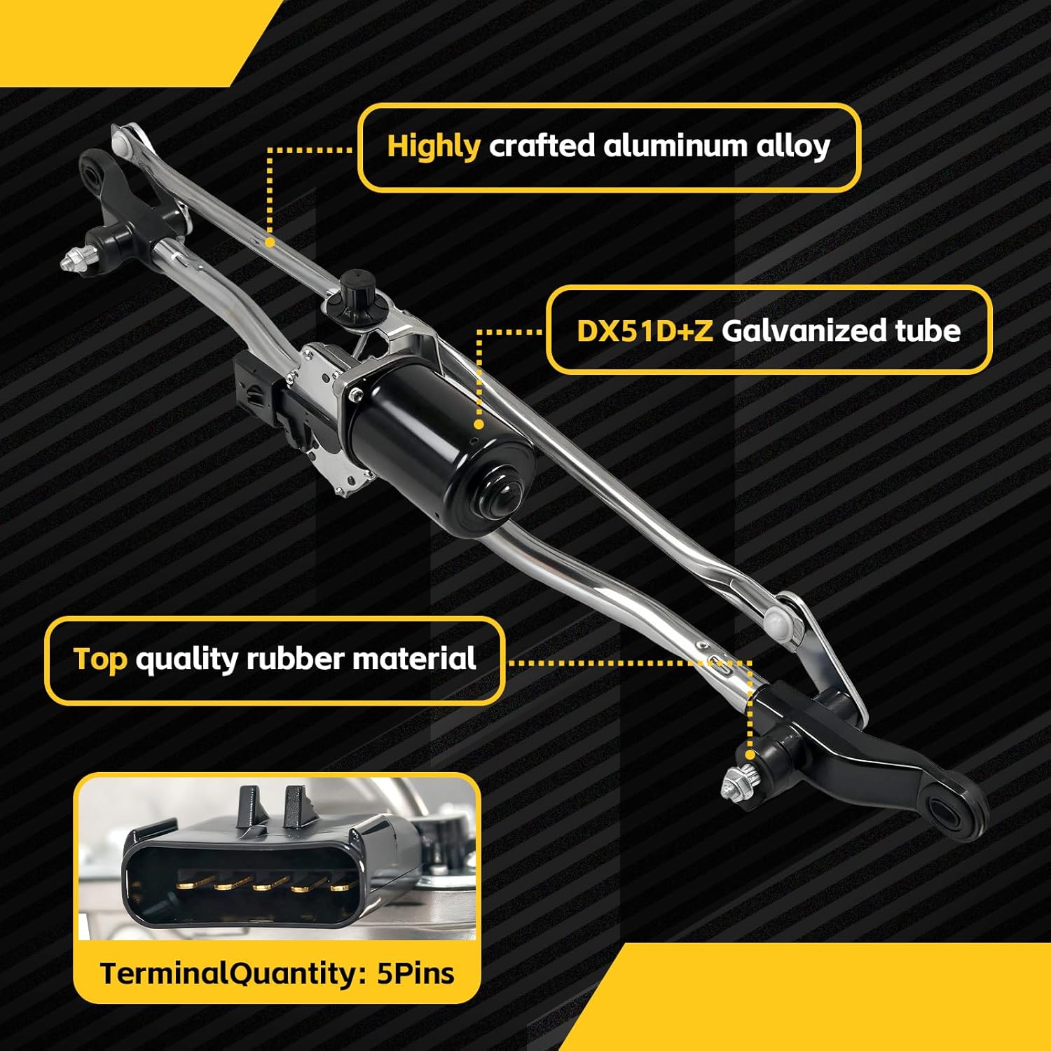 Front Windshield Wiper Linkage & Motor Assembly Compatible with 2007-2017 Jeep Wrangler, 2018 Jeep Wrangler JK 55077859AB 55077859AD