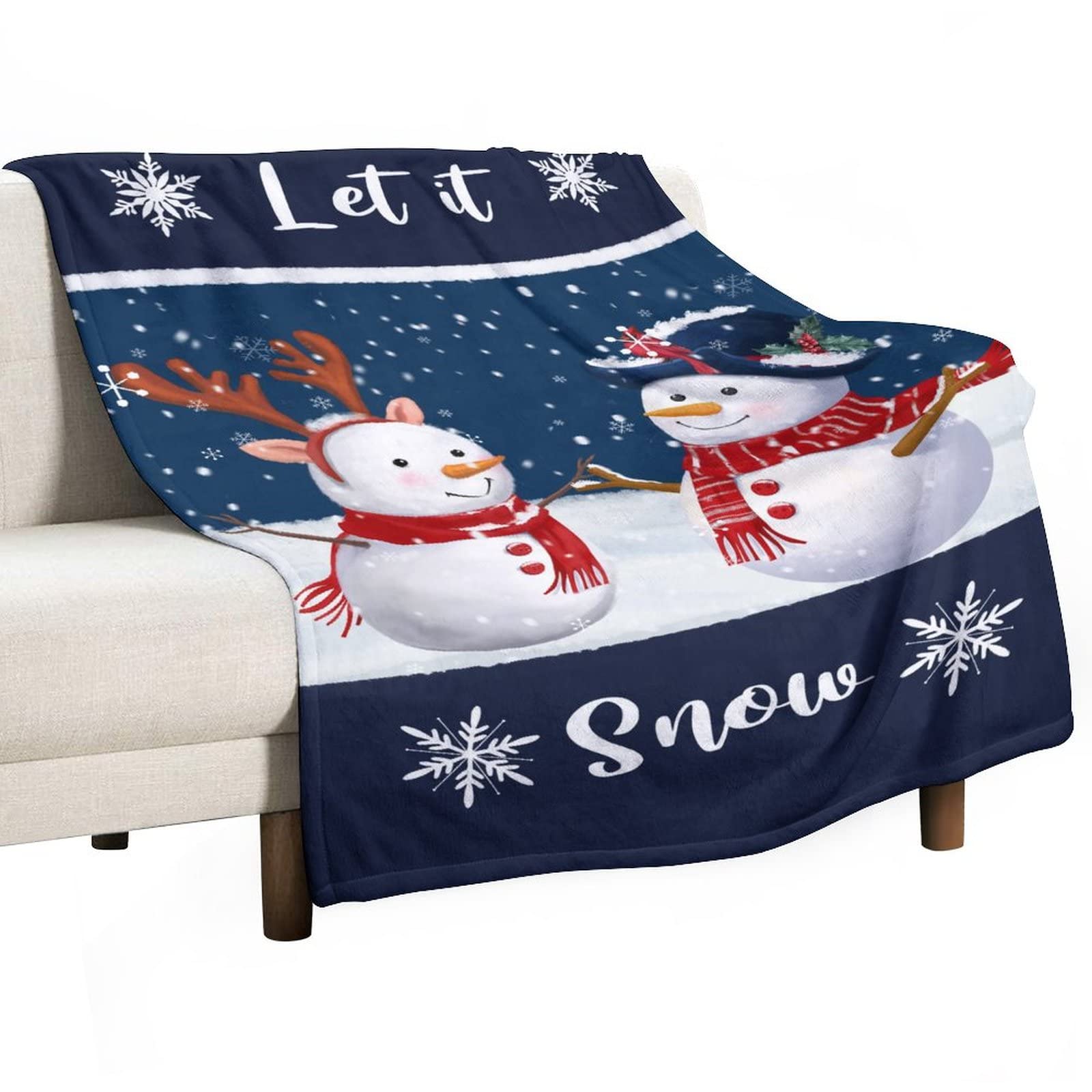 Couverture plaid flanelle Let It Snow 130x150 cm pour lit et canapé
