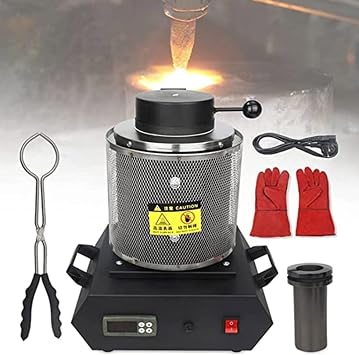Electric Melting Furnace Gold Silver Metal Smelter Jewelry Casting Tool, Digital Metal Smelting Machine, 2102 /1150  Electric Furnace, Smelter Forge for Copper Aluminum Black-3kg