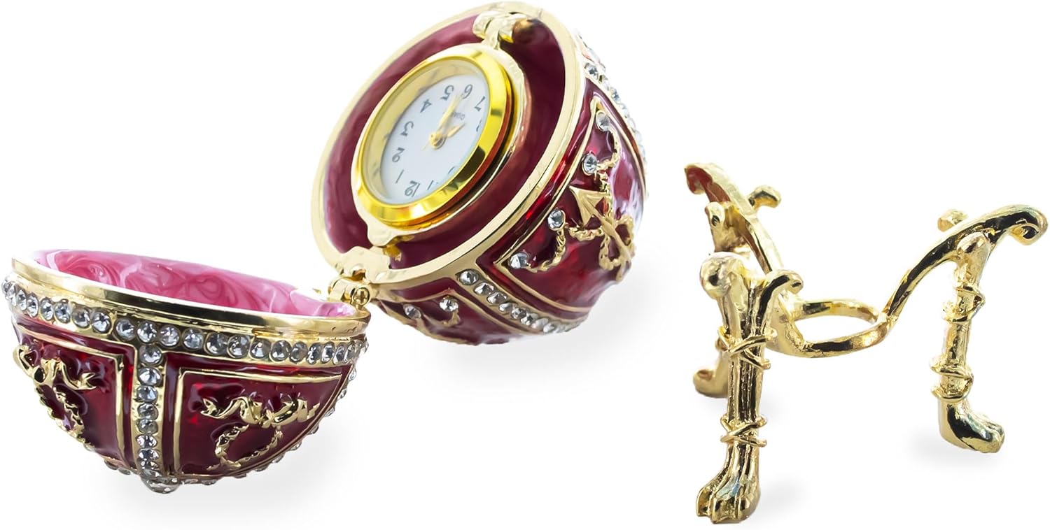 BestPysanky 1895 Rosebud Royal Imperial Easter Egg with Clock Surprise