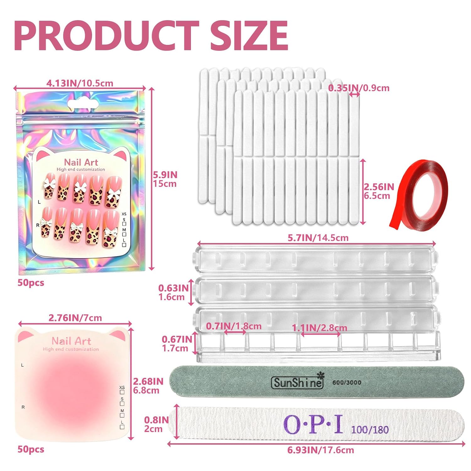 50 Pcs Press On Nail Packaging Bags with Nail Cardboards & Nail Stand image 2
