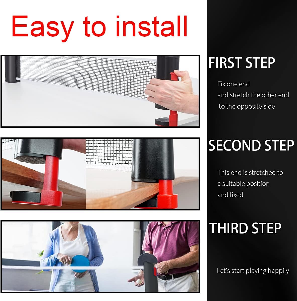 Retractable Table Tennis Net and Post Set for Any Table, 2 Ping Pong Paddles and 3 Balls, Includes Convenient Portable Drawstring Bag, Play Almost Anywhere for Kids, Adult : Sports & Outdoors