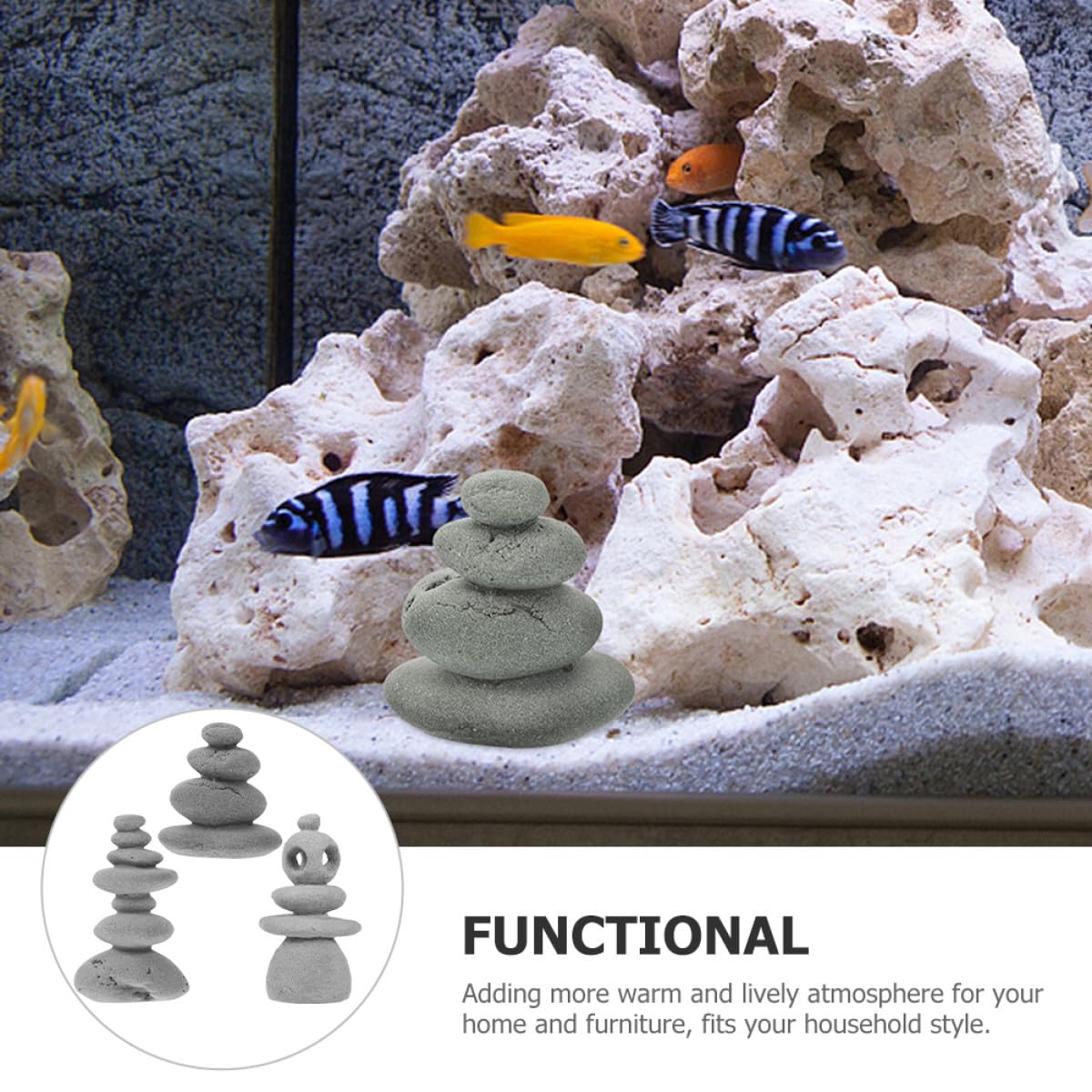 SHERCHPRY Zen Steine Kreative Steinskulpturen aus Stein mit Lebensechtem Design 3 Stück Praktische Gartendekoration für und Aquarium für Entspannendes Yoga Zubehör