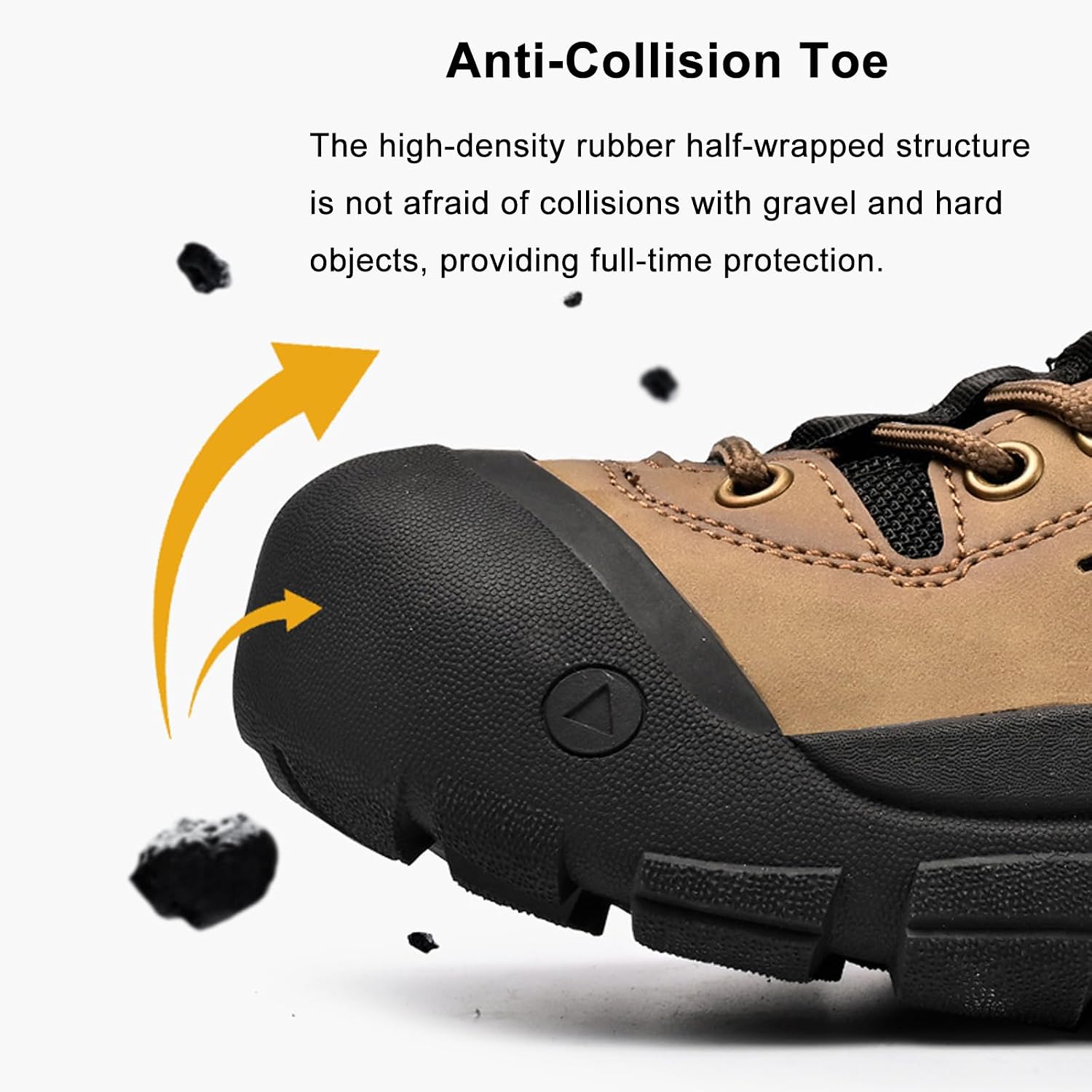 Men's Low Top Leather Hiking Shoes Lightweight Breathable Non Slip Trekking Trail Sneakers Comfort Durable Outdoor Casual Work Shoes with Anti-Collision Toe for Walking Camping Travel