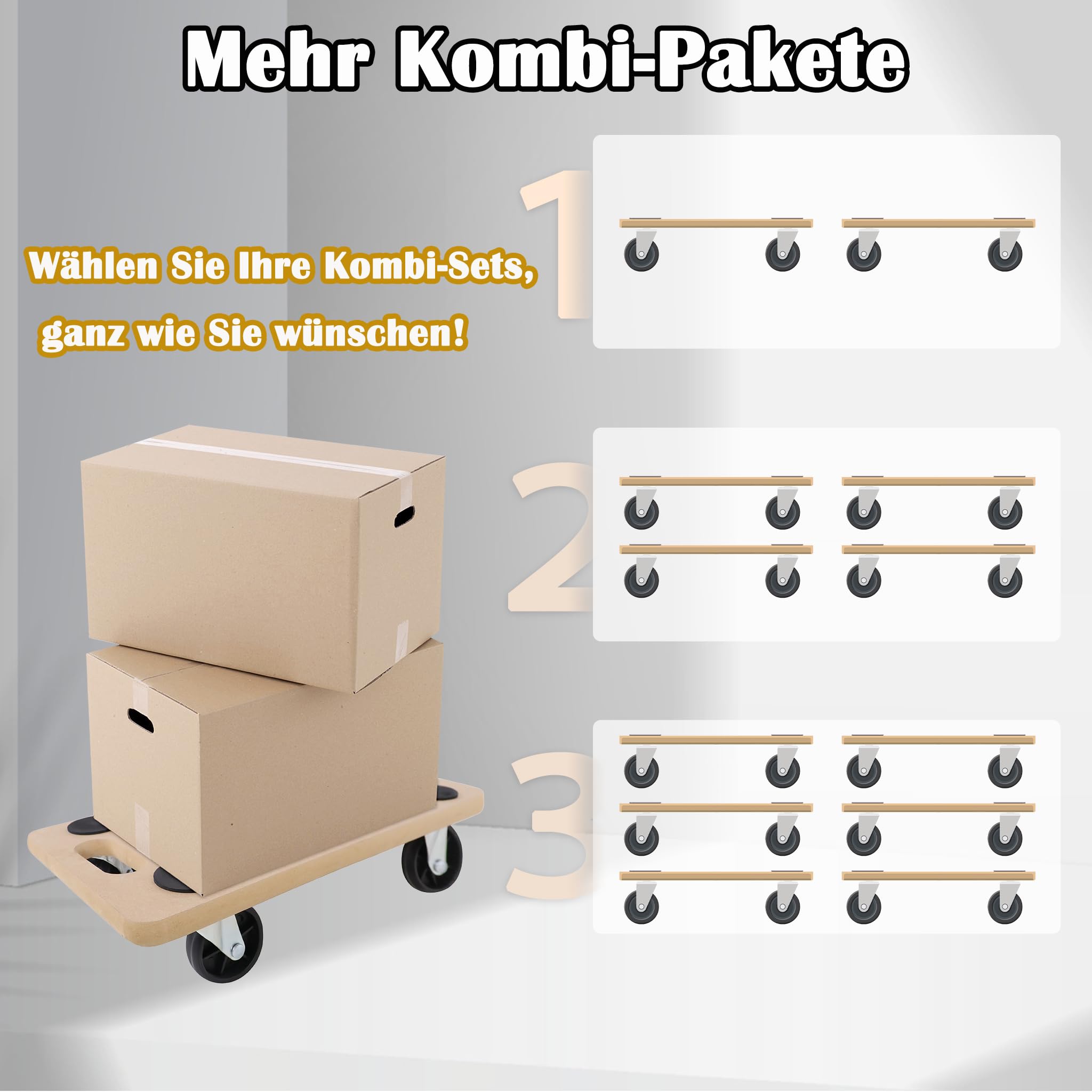 LZQ 4 rotelle per il trasporto di mobili, per interni ed esterni, 58 x 30 cm, portata massima 200 kg, per trasloco, trasporto di mobili (4 pezzi)