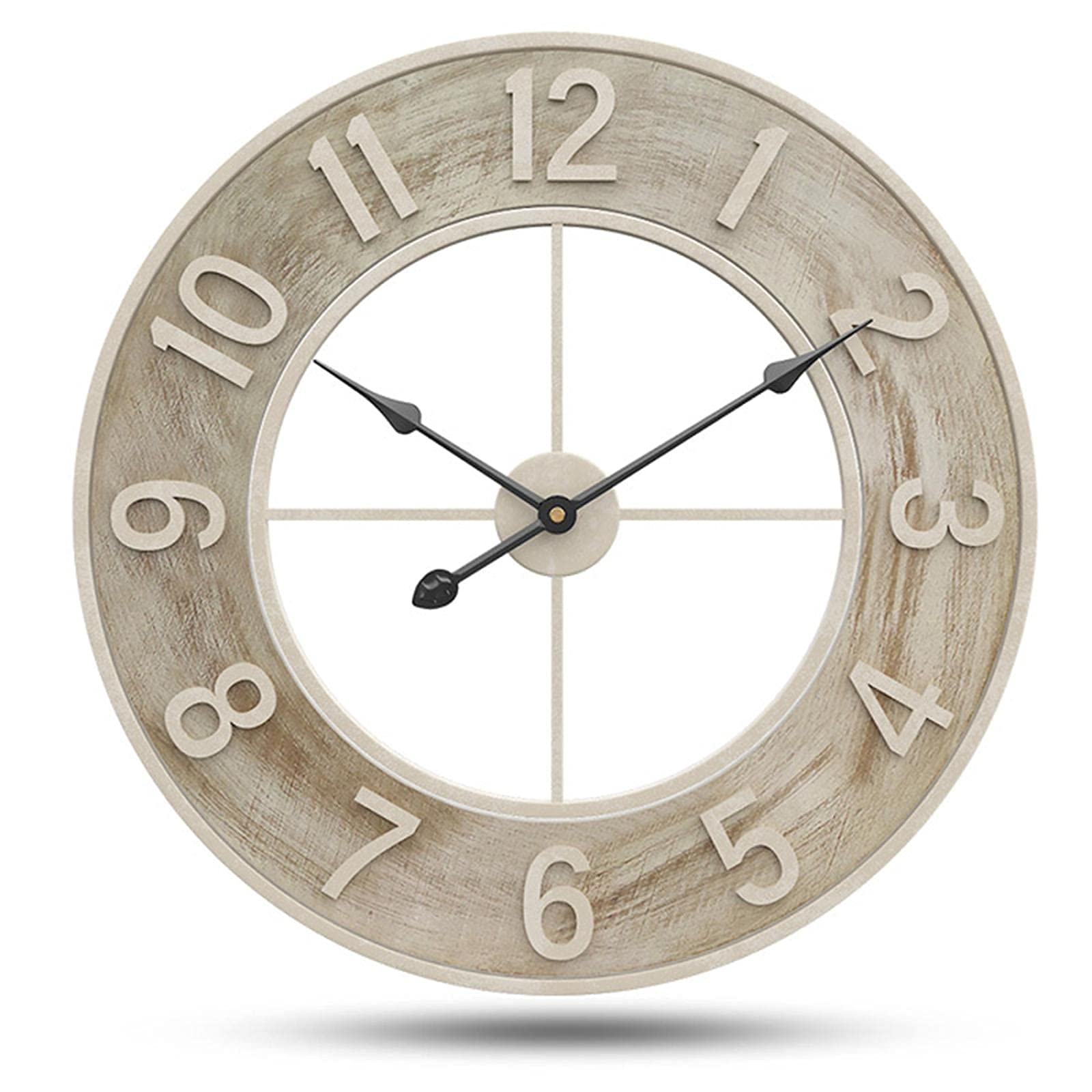 Horloge murale silencieuse de cuisine style vintage de ferme à pile