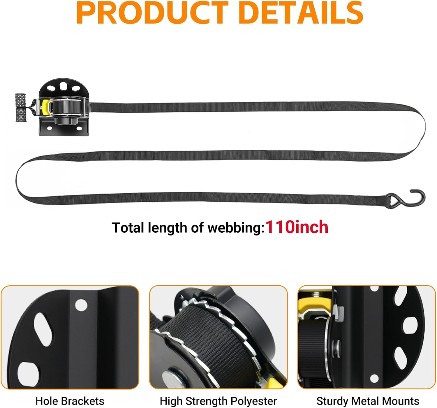 Retractable Tie Down Straps Compatible with 2014-2021 Toyota Tundra Retractable Ratchet Straps Replacement for 2021 Toyota Tundra Accessories(Tundra | 2014-2021)