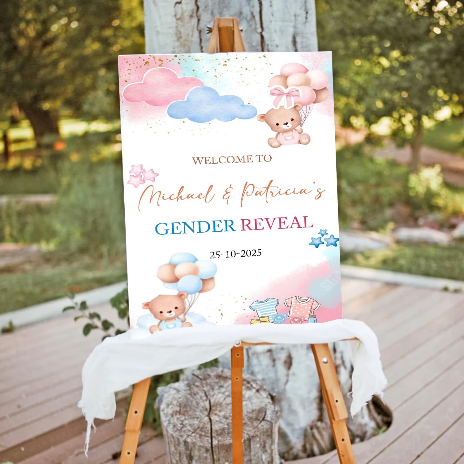 Personalized Gender Reveal Welcome Sign, Editable Pink and Blue Gender Neutral Decor Printable, He or She Yard Sign Neutral Party Porch Door Signs, GenDer Reveal Welcome Signs Boy or Girl #10