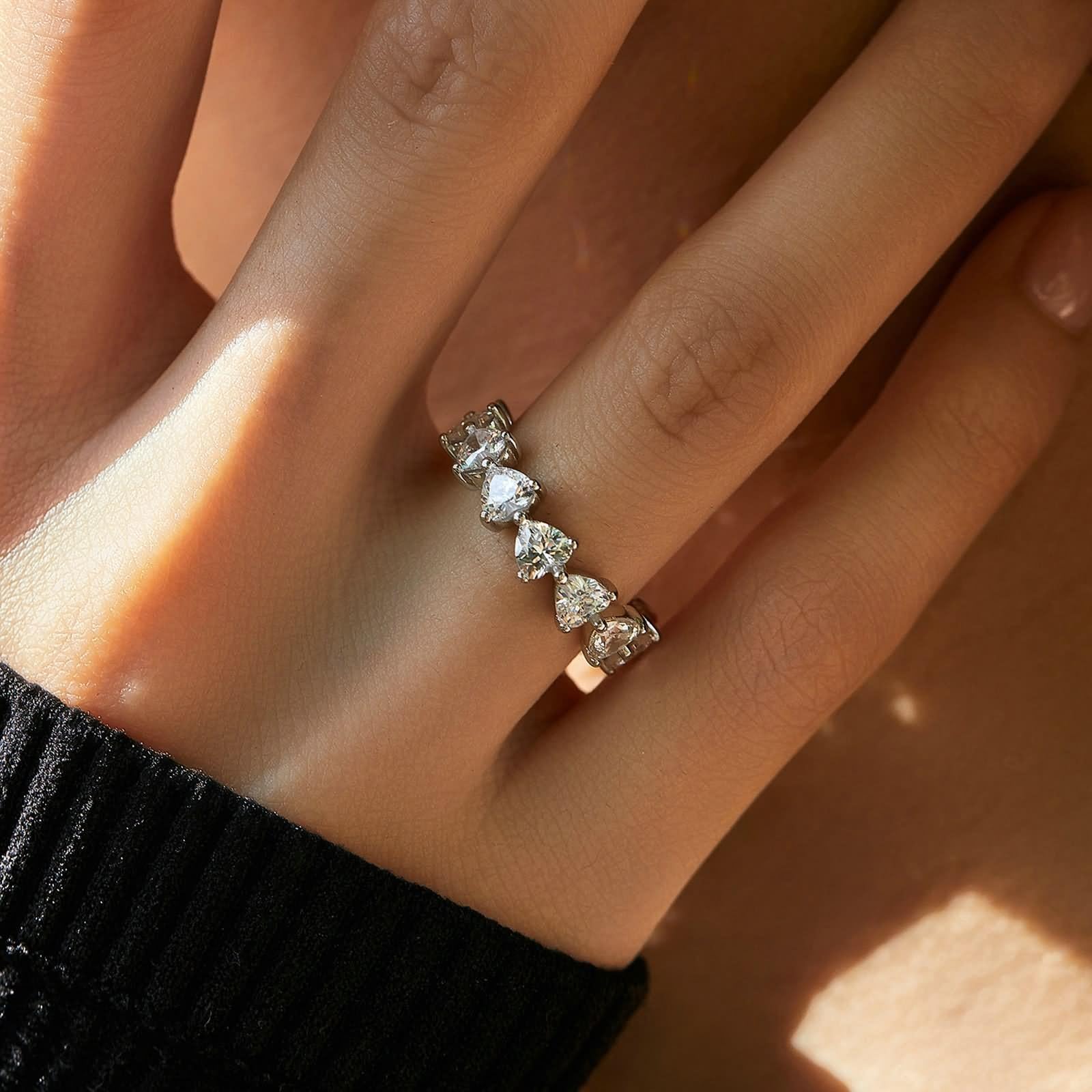 Anillos para mujer, vintage, anillo de boda con moissanita, oro blanco, regalo para mujer