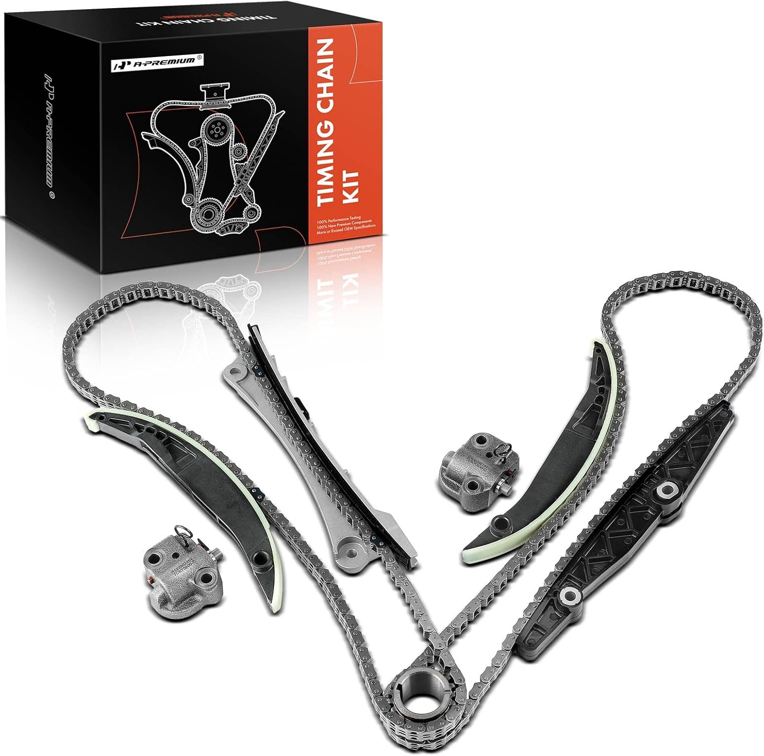 A-Premium Engine Timing Chain Kit W/Tensioner [fits DOHC, 6Cyl 3.0L] Compatible with Ford Escape 01-08, Taurus, Freestyle & Lincoln LS & Mazda Tribute, MPV & Mercury Cougar, Mariner Montego 05-07