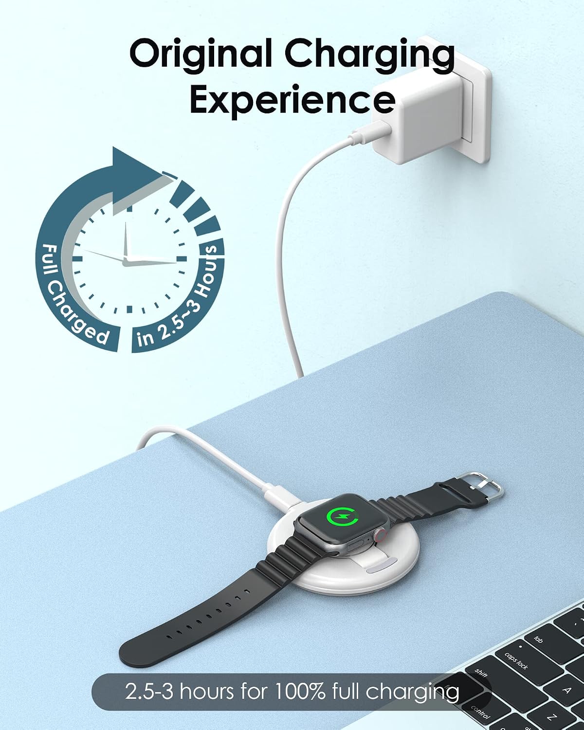 Compatible for Apple Watch Charger Stand, Wireless Fast Folding Watch Charging Cable Station Dock Accessories Replacement for iWatch Series Ultra/8/7/6/5/3/2/SE, White