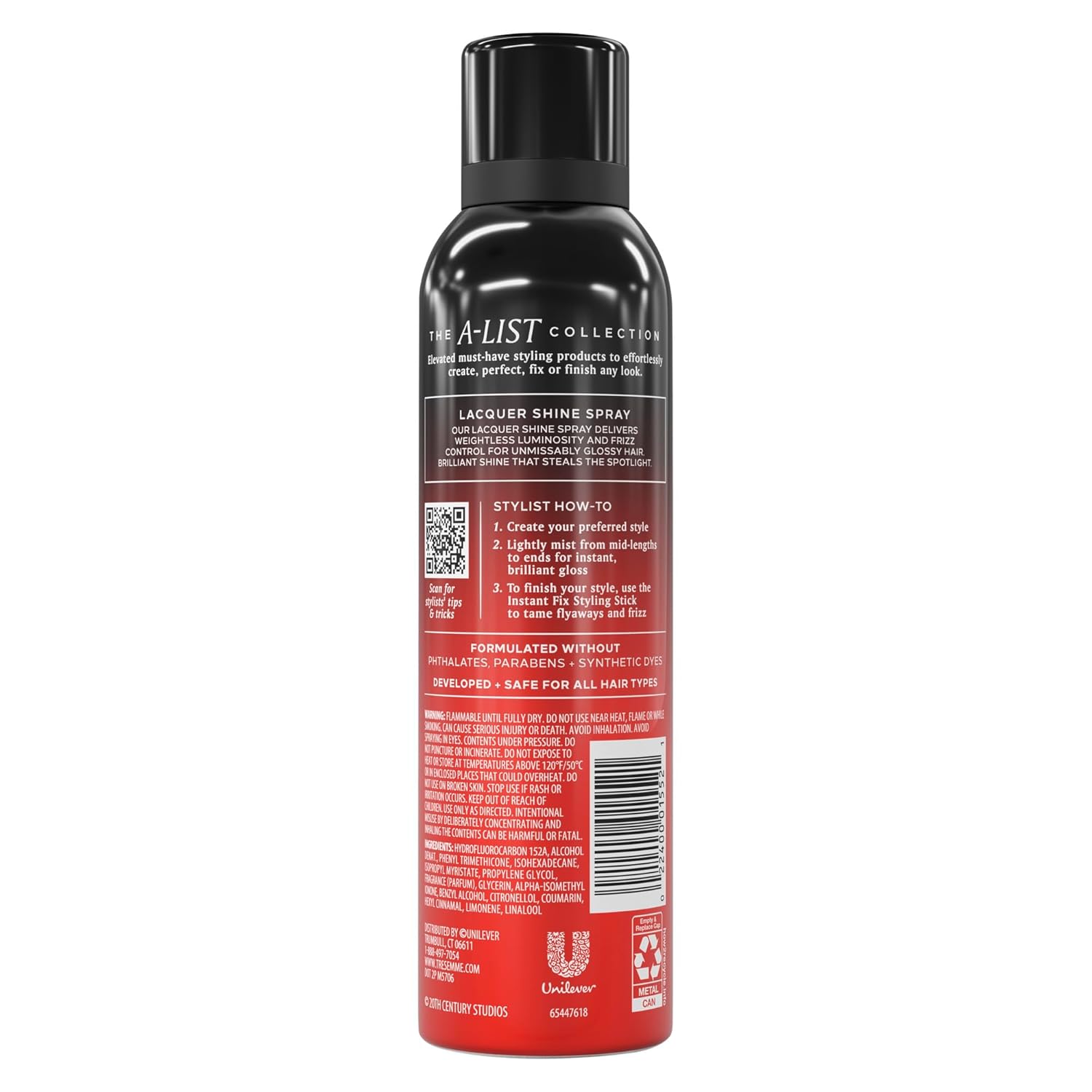 TRESemmé Runway Ready Lacquer Shine Spray, A-LIST Collection The Devil Wears Prada 2 Limited Edition Spray for Brilliant Gloss + Humidity Control, Developed Safe for All Hair Types, 5.3 Oz (Pack of 2)