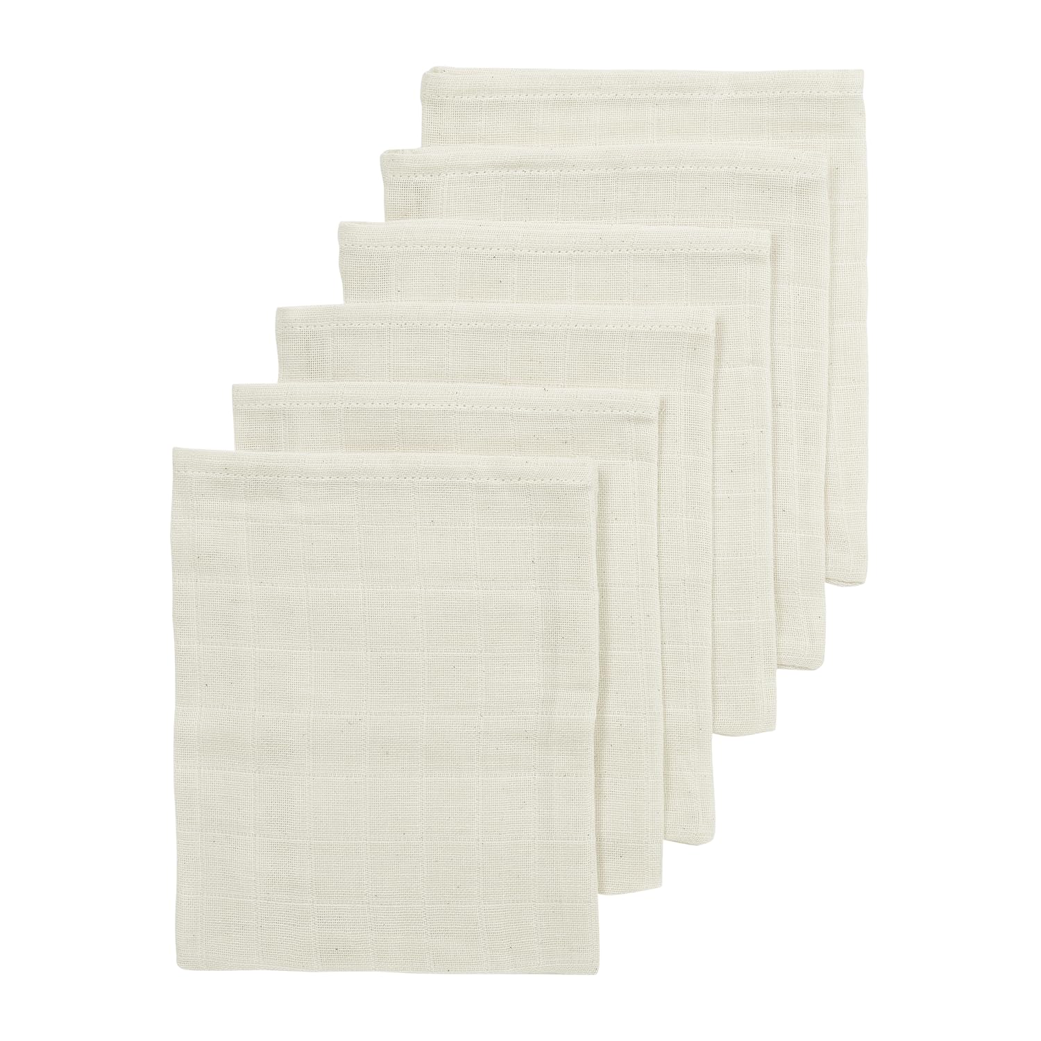 MEYCO Wash Mitts Pack of 6 20 x 17 cm Muslin Wash Cloth Natural — image 1