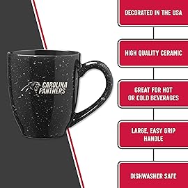 Rico Industries NFL Football Carolina Panthers Panthers Pride 16 oz Team Color Laser Engraved Speckled Ceramic Coffee Mug