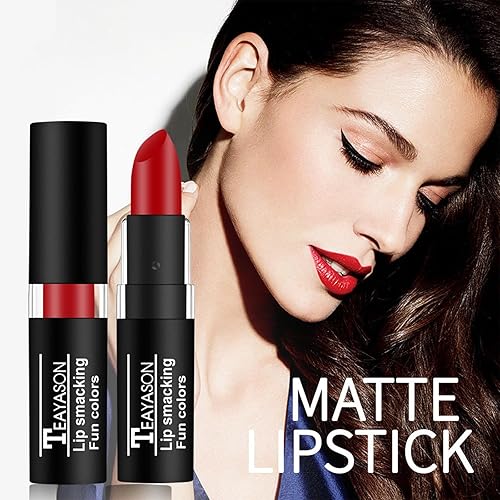Miniatura 3 de AKARY Lápiz labial rojo cereza mate, impermeable, brillo de labios de larga duración, lápiz labial gótico, maquillaje que no se decolora, lápiz