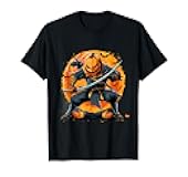 Pumpkin Ninja Spider Web Moon Bats Halloween Costume T-Shirt
