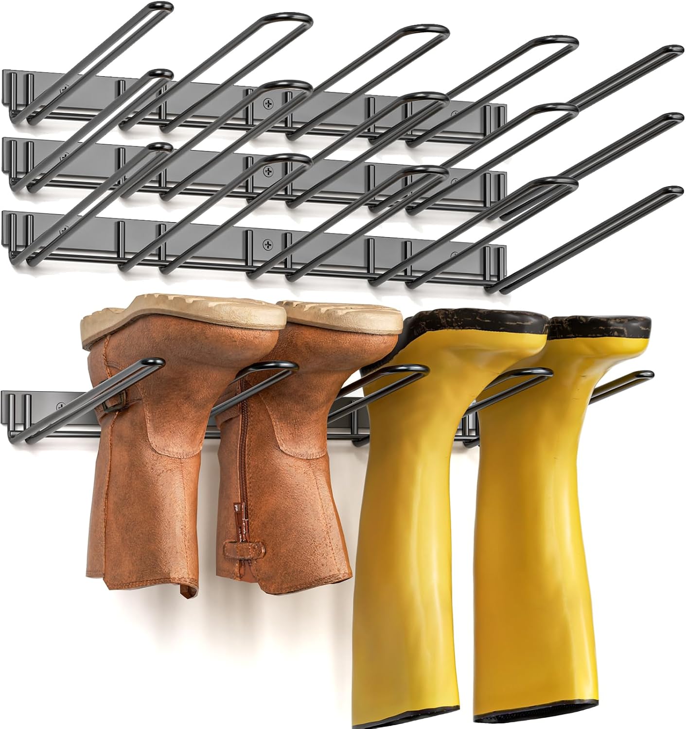 Wader Boot Hanger Wall Mount - Sturdy Metal Boot Rack (8 Pair)
