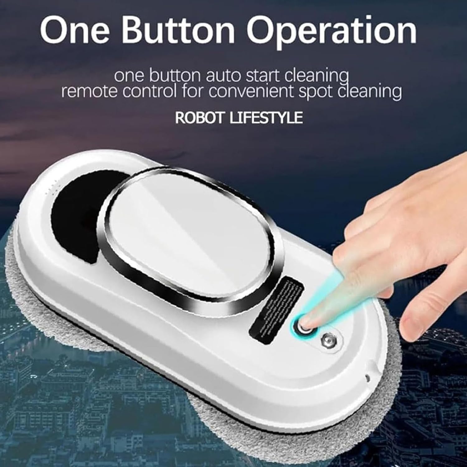 Window cleaner robot with 'One Button Operation' highlighted