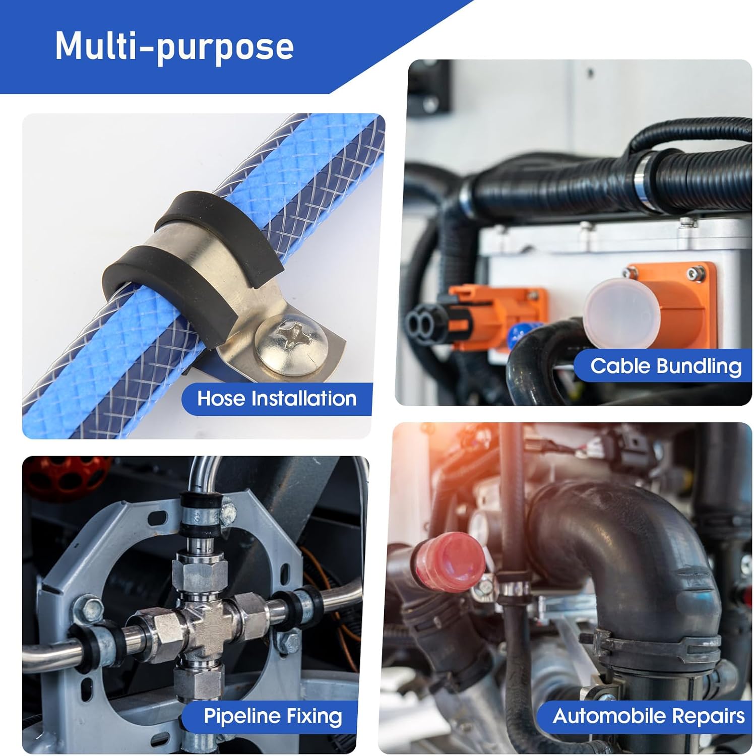 232PCS Cable Clamps Assortment Kit with Stainless Steel Screws,304Stainless Steel Rubber Cushioned Insulated P Clamps Assortment 10 Sizes:1/4" 5/16" 3/8" 1/2" 5/8" 3/4" 1" 1-1/4" 1-1/2" 1-3/4"