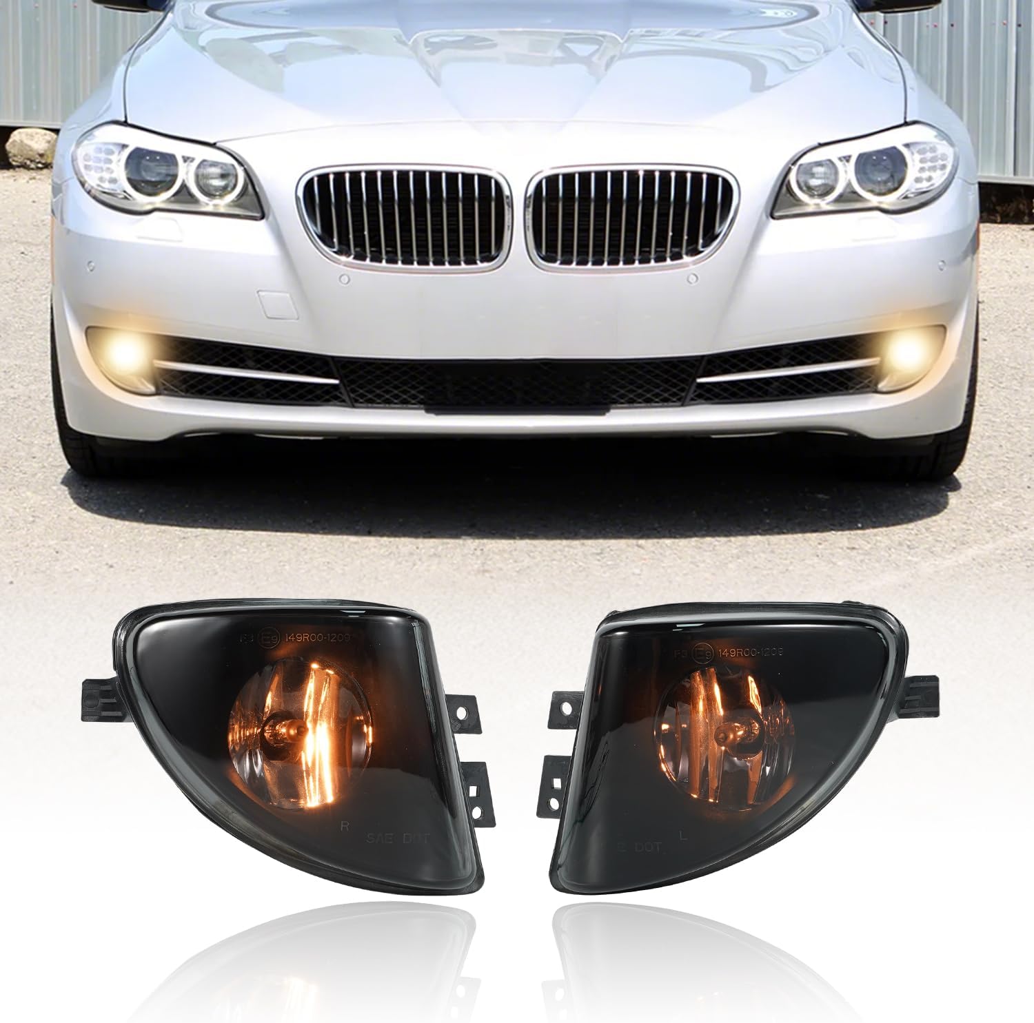 SAE J583 Fog Lights for BMW 5 Series F10/F11 (2011-2013) - Direct Fit 528i/535i/550i Sedan & xDrive Models, Including ActiveHybrid 5 (Smoke)